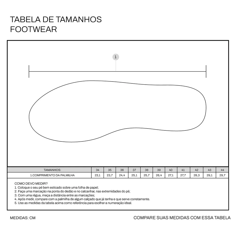 Tabela de Medidas Hocks